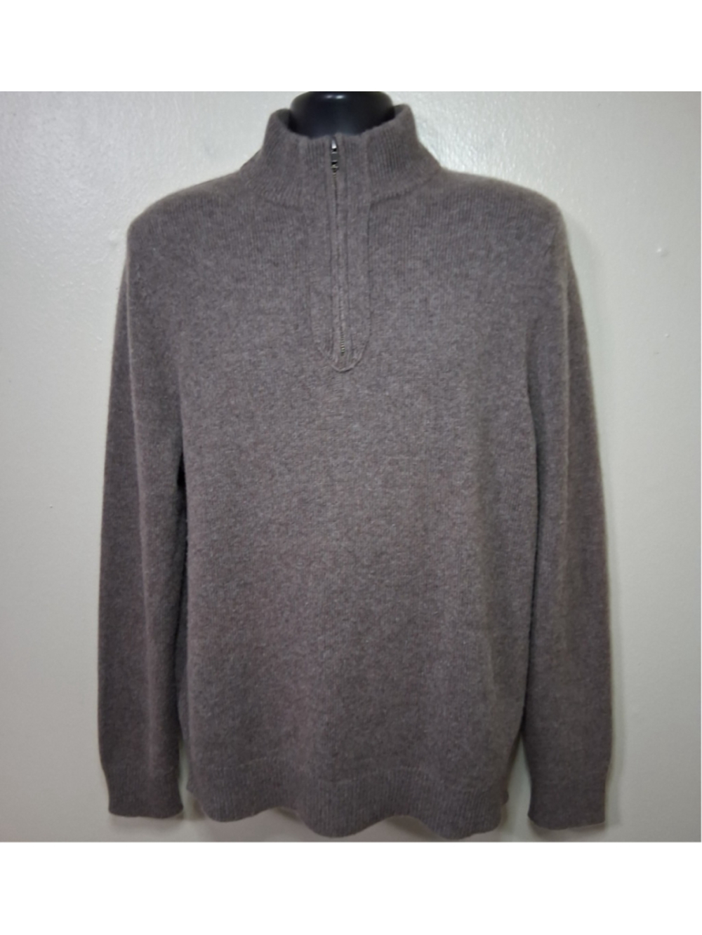 Naked Cashmere Phillip Men's XL Sweater 1/4 Zip Mock Neck Long Sleeve Adobe